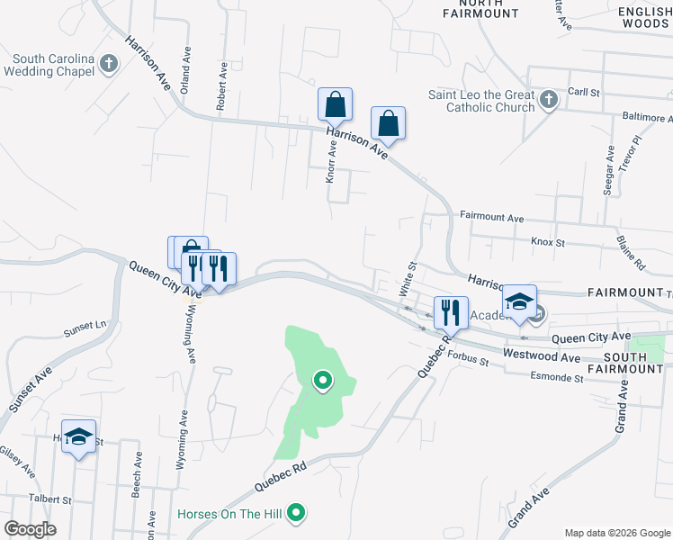 map of restaurants, bars, coffee shops, grocery stores, and more near 2016 Queen City Avenue in Cincinnati