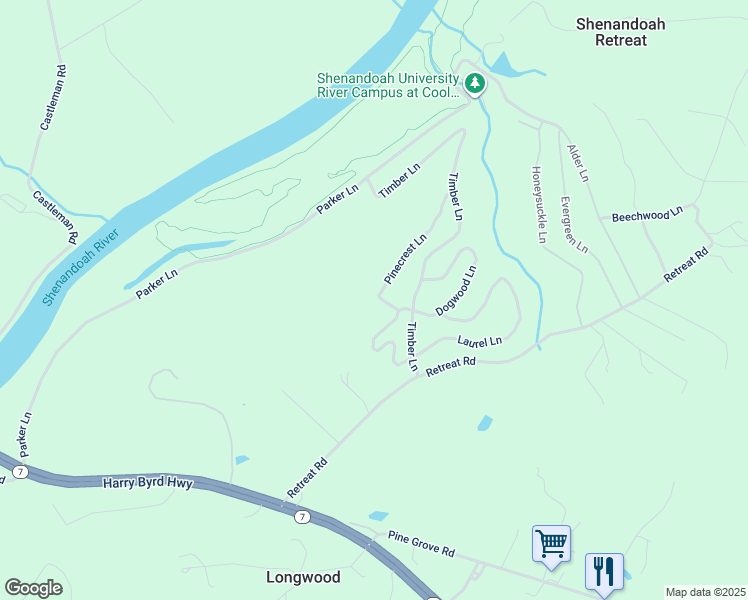 map of restaurants, bars, coffee shops, grocery stores, and more near 497 Locke's Mill Road in Berryville