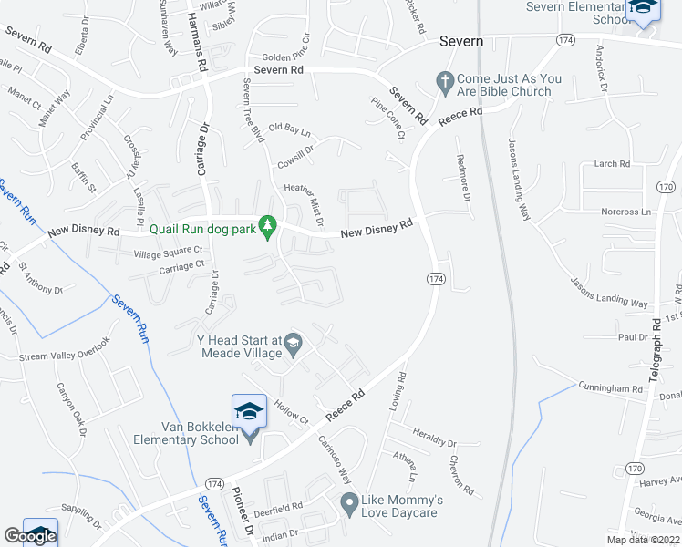 map of restaurants, bars, coffee shops, grocery stores, and more near 1758 Sea Pine Circle in Severn