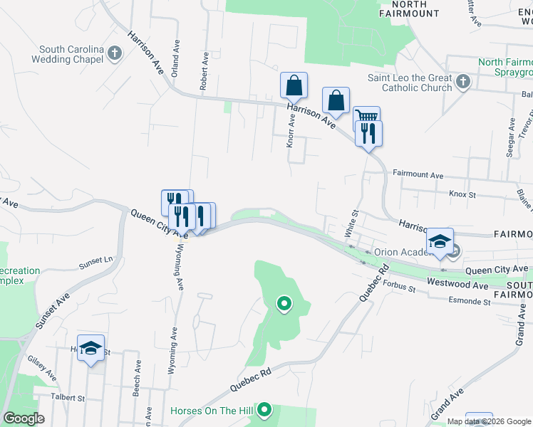 map of restaurants, bars, coffee shops, grocery stores, and more near 2046 Queen City Avenue in Cincinnati