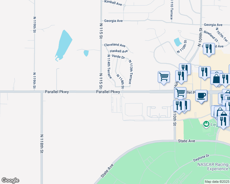 map of restaurants, bars, coffee shops, grocery stores, and more near 11409 Lafayette Avenue in Kansas City