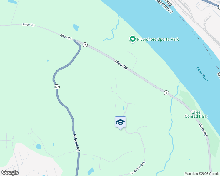 map of restaurants, bars, coffee shops, grocery stores, and more near 633 Rivershore Drive in Hebron