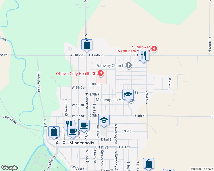 map of restaurants, bars, coffee shops, grocery stores, and more near 401-499 East 8th Street in Minneapolis