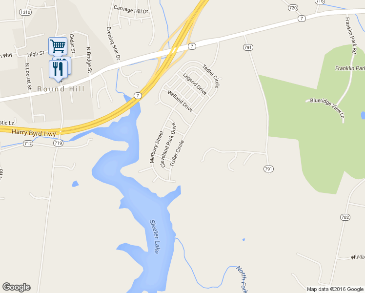 map of restaurants, bars, coffee shops, grocery stores, and more near 17632 Tedler Circle in Round Hill