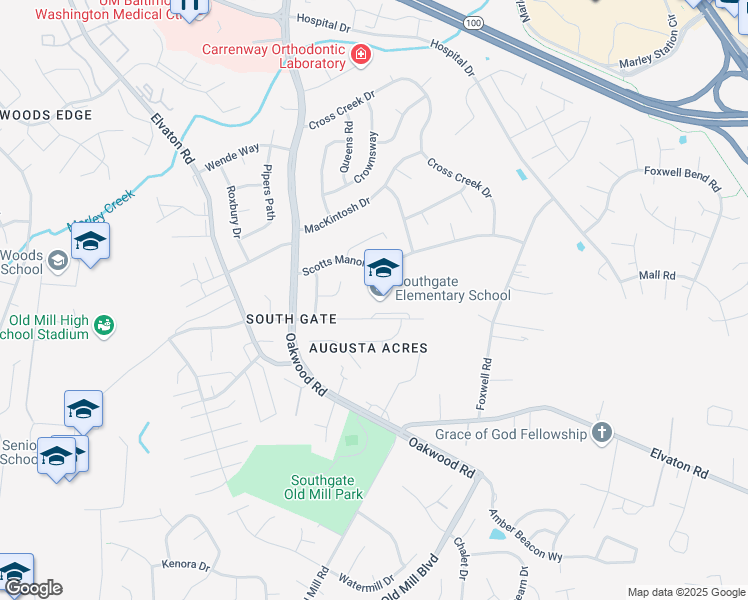 map of restaurants, bars, coffee shops, grocery stores, and more near 290 Shetlands Lane in Glen Burnie