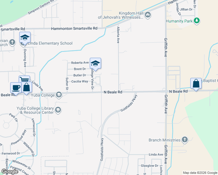 map of restaurants, bars, coffee shops, grocery stores, and more near 2273 North Beale Road in Marysville