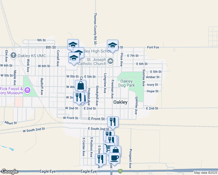 map of restaurants, bars, coffee shops, grocery stores, and more near 448 East 4th Street in Oakley