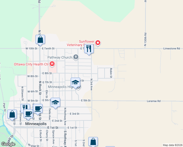 map of restaurants, bars, coffee shops, grocery stores, and more near 801 East 8th Street in Minneapolis