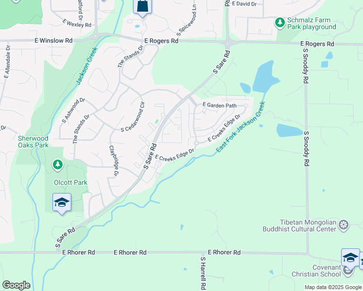 map of restaurants, bars, coffee shops, grocery stores, and more near 3455 South Oaklawn Circle in Bloomington