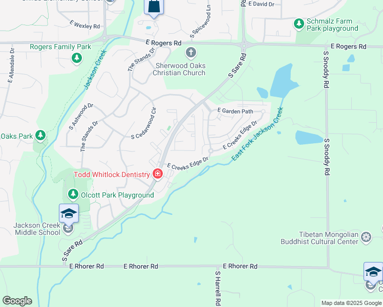 map of restaurants, bars, coffee shops, grocery stores, and more near 3455 South Oaklawn Circle in Bloomington