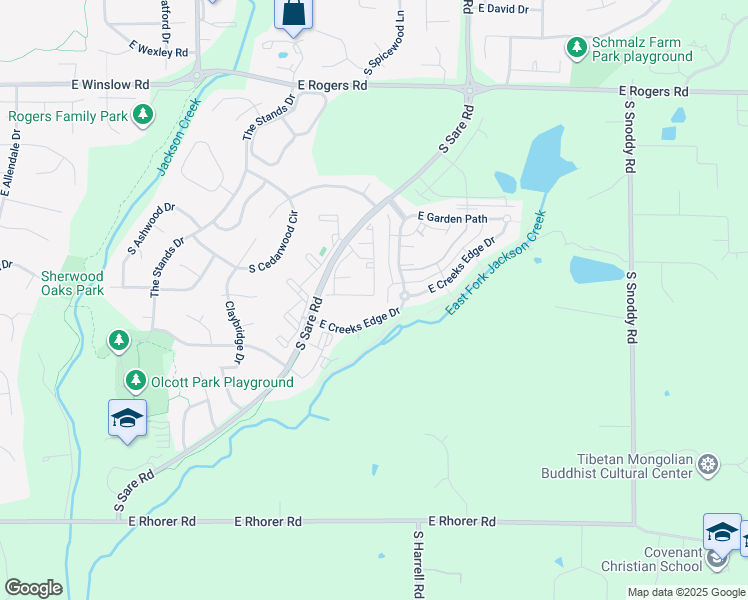 map of restaurants, bars, coffee shops, grocery stores, and more near 3455 South Oaklawn Circle in Bloomington