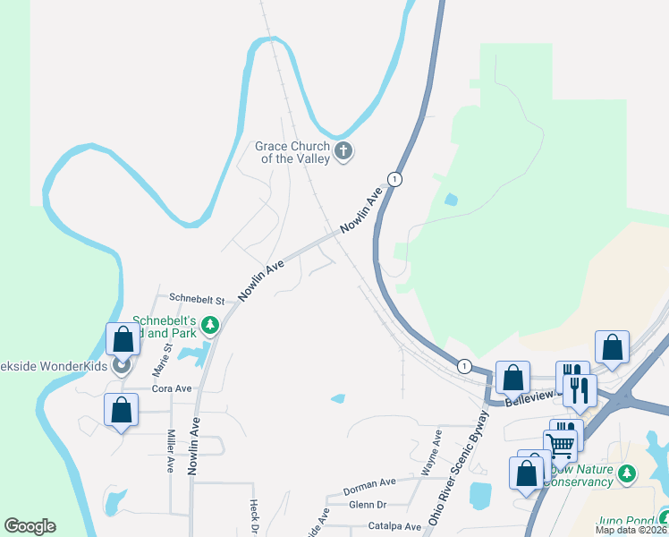 map of restaurants, bars, coffee shops, grocery stores, and more near 1530 Nowlin Avenue in Greendale
