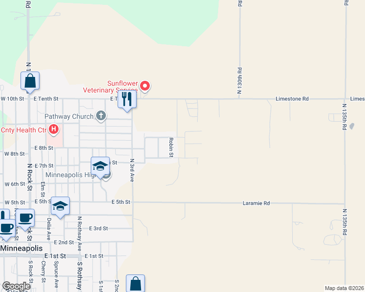 map of restaurants, bars, coffee shops, grocery stores, and more near 805 Robin Street in Minneapolis