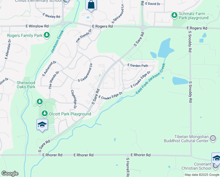 map of restaurants, bars, coffee shops, grocery stores, and more near 3541 South Oaklawn Circle in Bloomington