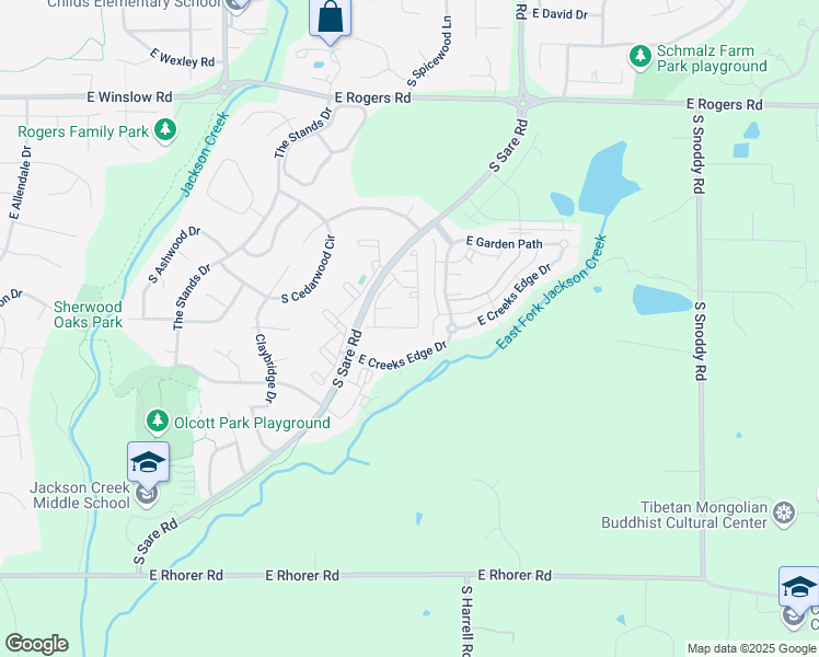 map of restaurants, bars, coffee shops, grocery stores, and more near 3489 South Oaklawn Circle in Bloomington