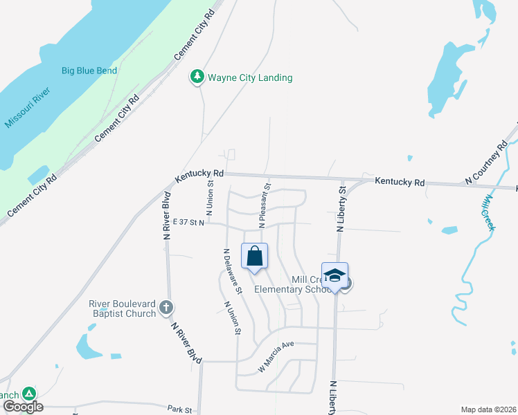 map of restaurants, bars, coffee shops, grocery stores, and more near 700 West 38th Street North in Independence