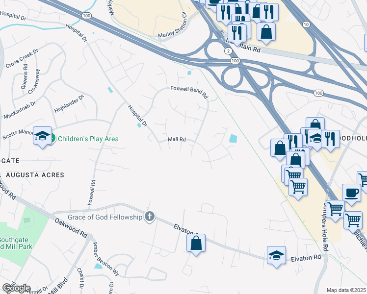 map of restaurants, bars, coffee shops, grocery stores, and more near 8105 Woodbine Court in Glen Burnie