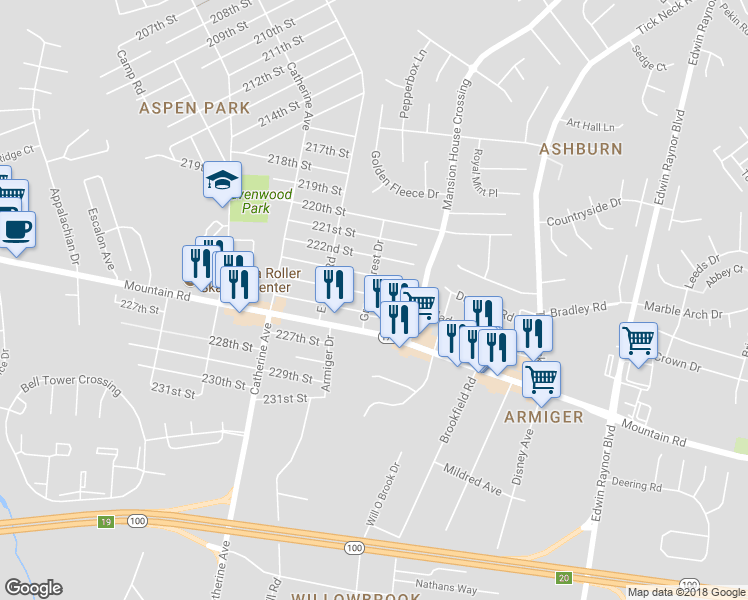 map of restaurants, bars, coffee shops, grocery stores, and more near 801 224th St in Pasadena