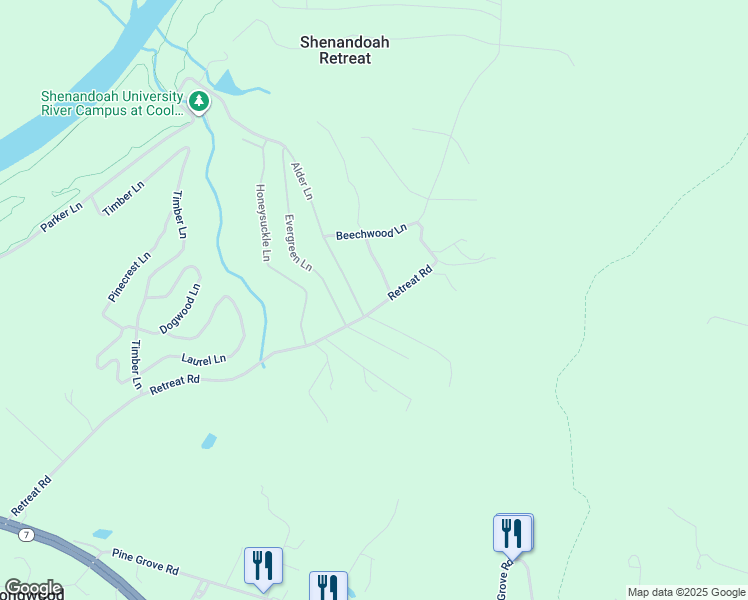 map of restaurants, bars, coffee shops, grocery stores, and more near 1025 Retreat Road in Bluemont