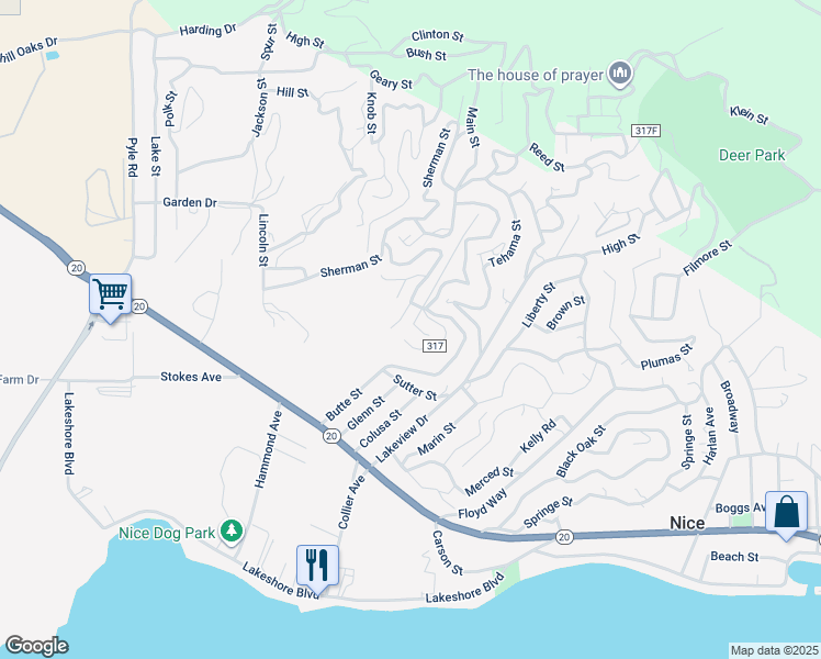map of restaurants, bars, coffee shops, grocery stores, and more near 7222 Butte Court in Nice