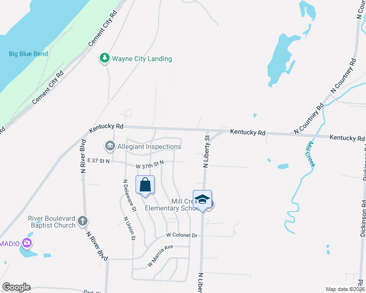 map of restaurants, bars, coffee shops, grocery stores, and more near 3807 North Osage Street in Independence