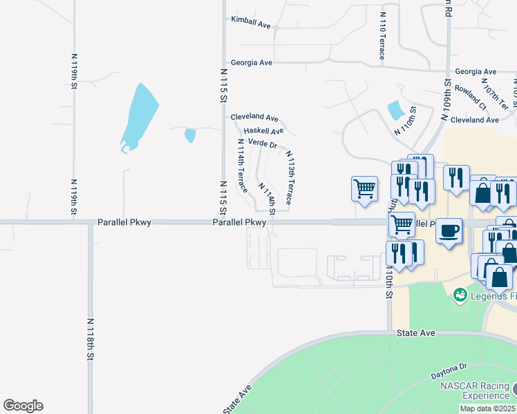 map of restaurants, bars, coffee shops, grocery stores, and more near 11409 Lafayette Avenue in Kansas City