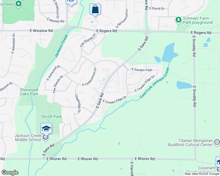 map of restaurants, bars, coffee shops, grocery stores, and more near 3541 South Oaklawn Circle in Bloomington