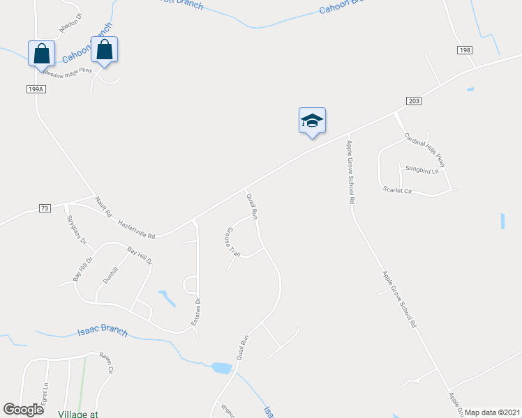 map of restaurants, bars, coffee shops, grocery stores, and more near 105 Quail Run in Kent County