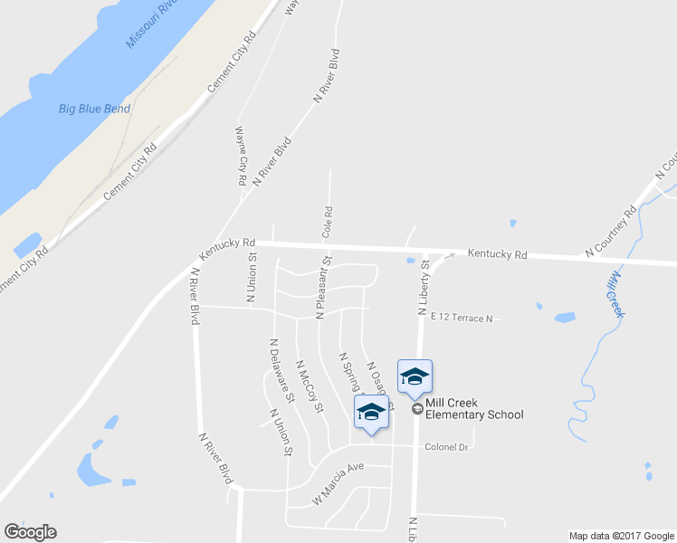 map of restaurants, bars, coffee shops, grocery stores, and more near 513 West 39 Street North in Independence