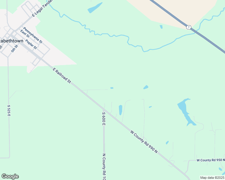 map of restaurants, bars, coffee shops, grocery stores, and more near 10820 East Railroad Street in Elizabethtown