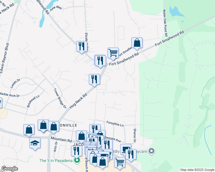 map of restaurants, bars, coffee shops, grocery stores, and more near 8013 Apple Valley Drive in Pasadena