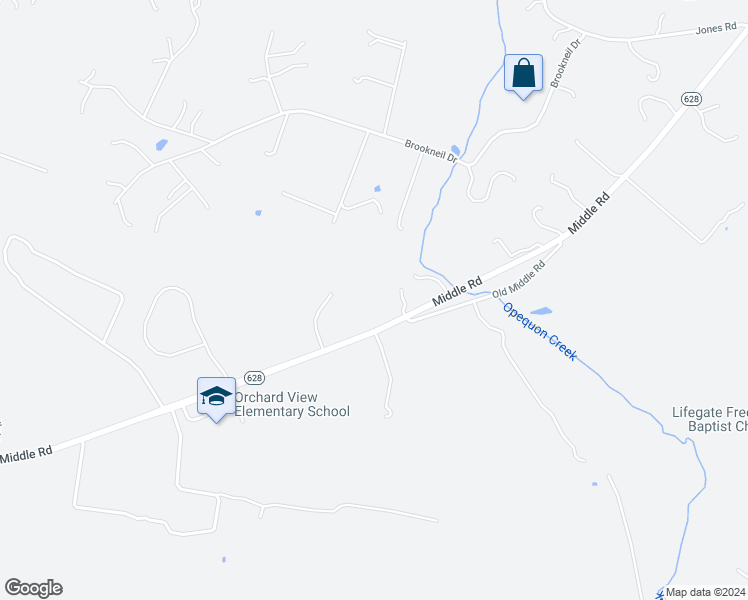 map of restaurants, bars, coffee shops, grocery stores, and more near 4070 Middle Road in Winchester