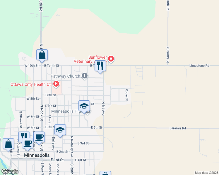 map of restaurants, bars, coffee shops, grocery stores, and more near 801-899 East 8th Street in Minneapolis