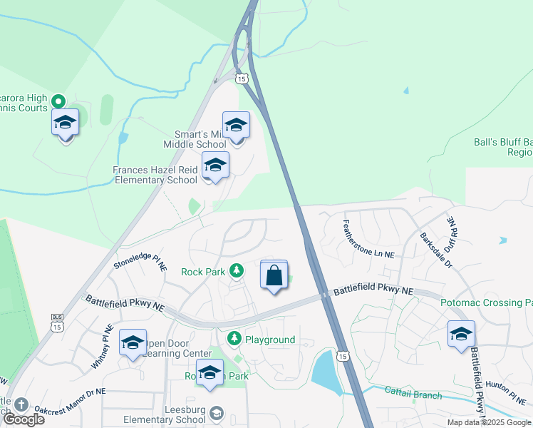 map of restaurants, bars, coffee shops, grocery stores, and more near 909 Catoctin Circle Northeast in Leesburg
