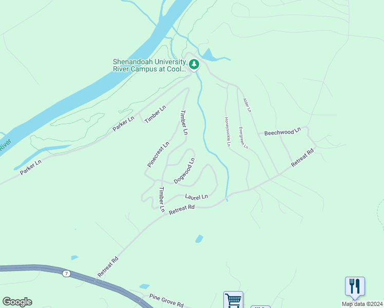 map of restaurants, bars, coffee shops, grocery stores, and more near 1801 Old Chapel Road in Boyce