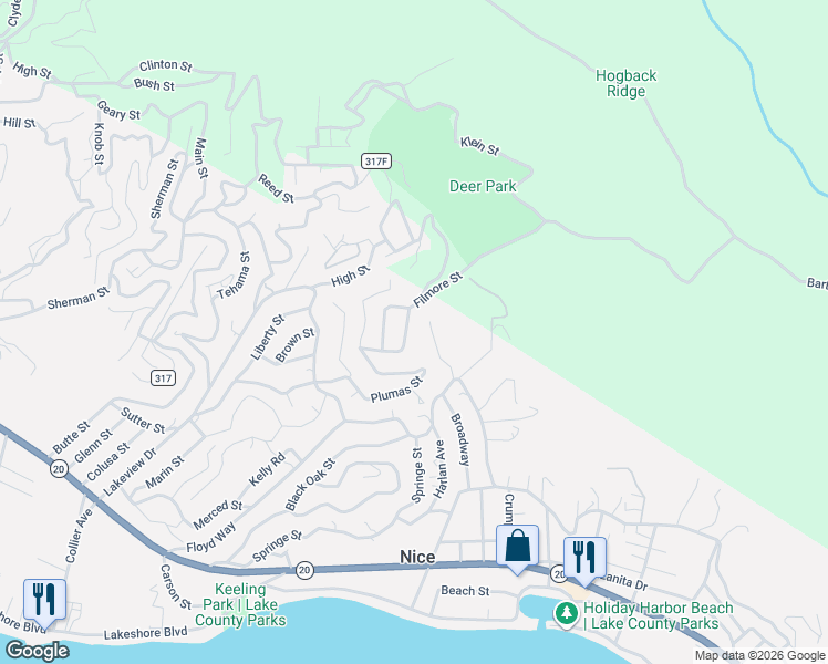 map of restaurants, bars, coffee shops, grocery stores, and more near 3450 Yuba Street in Nice