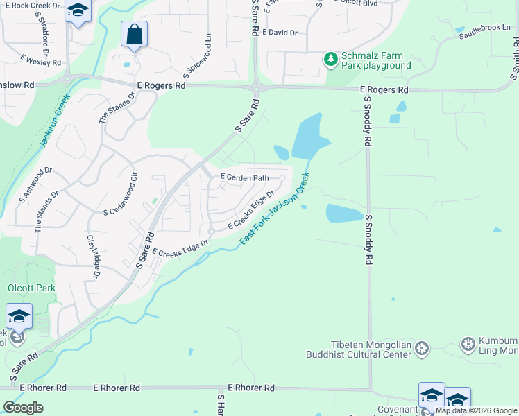map of restaurants, bars, coffee shops, grocery stores, and more near 2816 East Bressingham Way in Bloomington