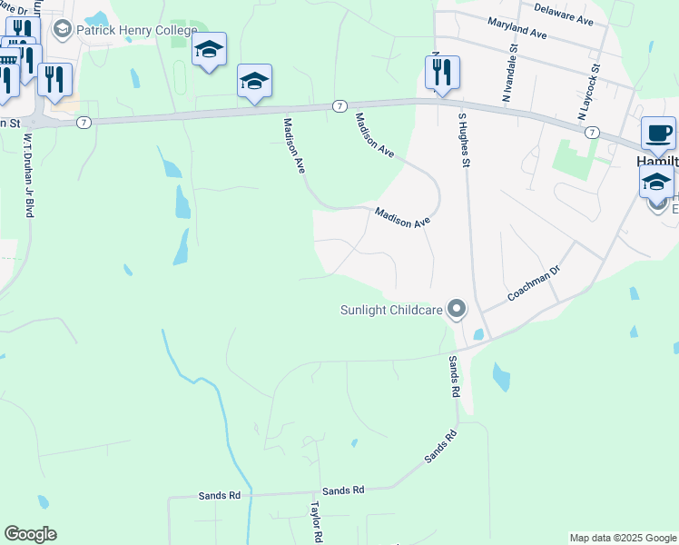 map of restaurants, bars, coffee shops, grocery stores, and more near 17628 Bates Drive in Hamilton