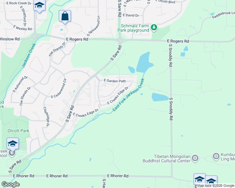 map of restaurants, bars, coffee shops, grocery stores, and more near 2788 East Bressingham Way in Bloomington