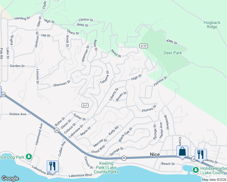 map of restaurants, bars, coffee shops, grocery stores, and more near 3120 Lakeview Drive in Nice