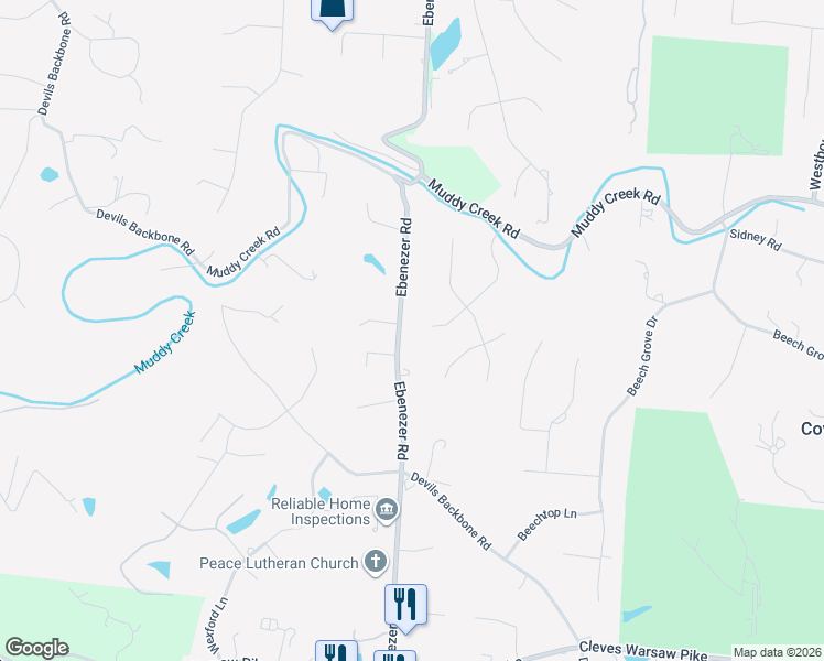map of restaurants, bars, coffee shops, grocery stores, and more near 2117 Beechcreek Lane in Cincinnati