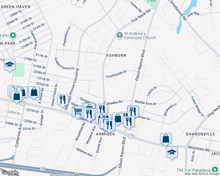 map of restaurants, bars, coffee shops, grocery stores, and more near 7954 Cobbler Lane in Pasadena