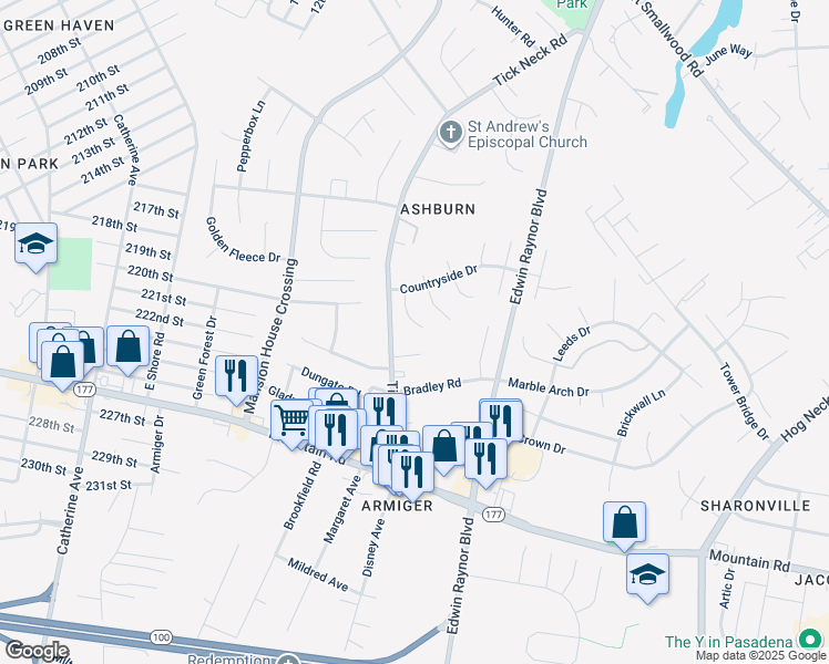 map of restaurants, bars, coffee shops, grocery stores, and more near 7954 Cobbler Lane in Pasadena