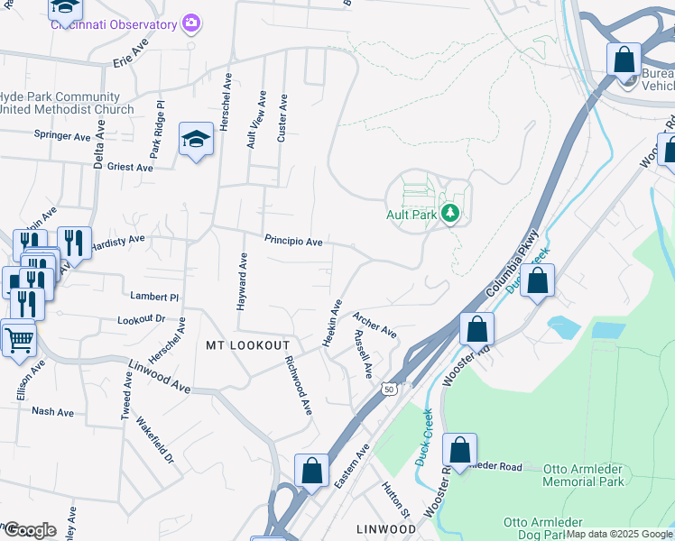map of restaurants, bars, coffee shops, grocery stores, and more near 1228 Tannehill Lane in Cincinnati