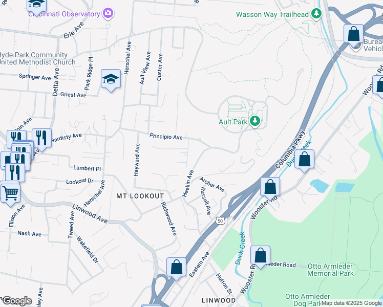 map of restaurants, bars, coffee shops, grocery stores, and more near 1236 Tannehill Lane in Cincinnati