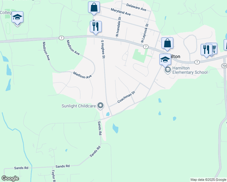 map of restaurants, bars, coffee shops, grocery stores, and more near 17573 Wadell Court in Hamilton
