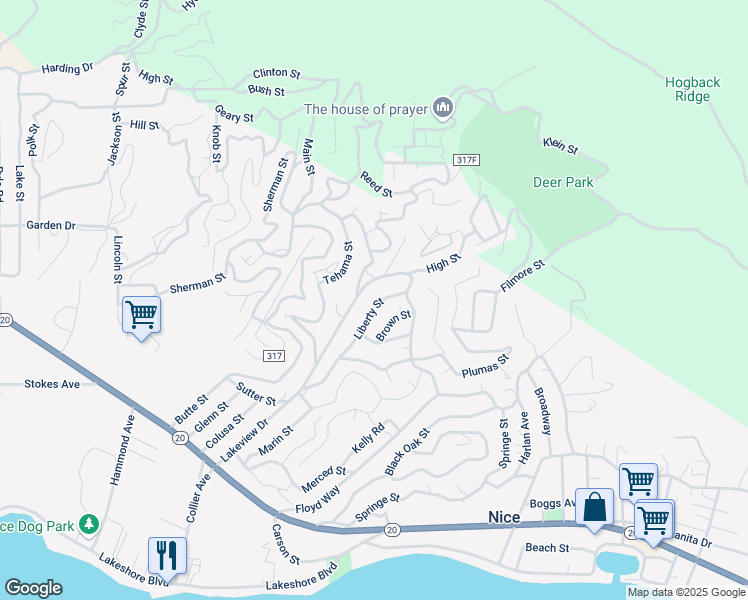 map of restaurants, bars, coffee shops, grocery stores, and more near 3120 Lakeview Drive in Nice