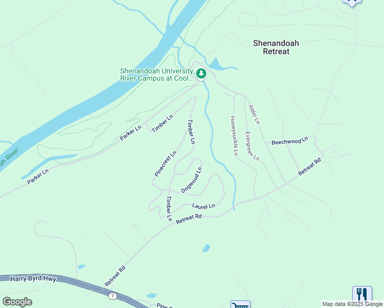 map of restaurants, bars, coffee shops, grocery stores, and more near 360 Timber Lane in Bluemont