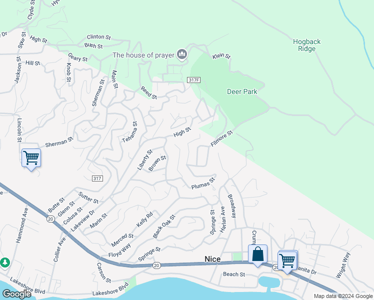 map of restaurants, bars, coffee shops, grocery stores, and more near 7239 Plumas Street in Nice