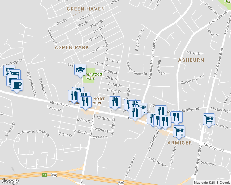 map of restaurants, bars, coffee shops, grocery stores, and more near 765 222nd Street in Pasadena